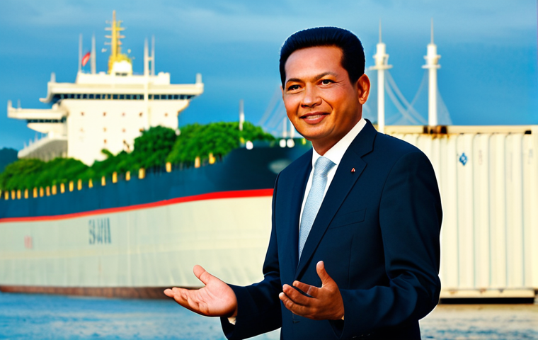 Brunei's Economic Diversification**
A Bruneian government official, male, in a modest professional suit, stands confidently amidst a dynamic scene. The background subtly blends traditional Istana Nurul Iman architecture with modern elements: a blurred, distant container ship symbolizing logistics, a display of beautifully packaged halal-certified products, and lush, green foliage suggesting ecotourism. The official gestures forward, embodying progress and the nation's push for new economic pillars beyond oil. The lighting is bright and optimistic, highlighting hope and strategic vision. Perfect anatomy, correct proportions, natural pose, well-formed hands, proper finger count, natural body proportions. Fully clothed, appropriate attire, modest clothing, professional dress, safe for work, appropriate content, family-friendly, high quality, professional photography.
**